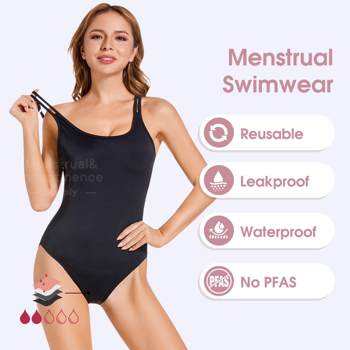 Period Panty Absorbent - Женский менструальный купальник, цельный герметичный водонепроницаемый