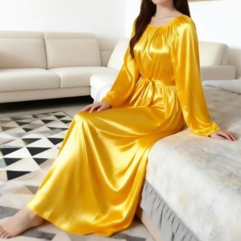 Robe Silk Women - Глянцевый шелковый халат с поясом, унисекс,