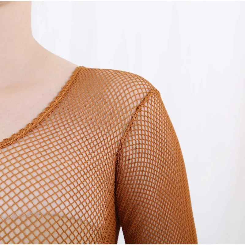 Bodystocking Fishnet - Комбинезоны для латинских танцев, ажурные чулки,