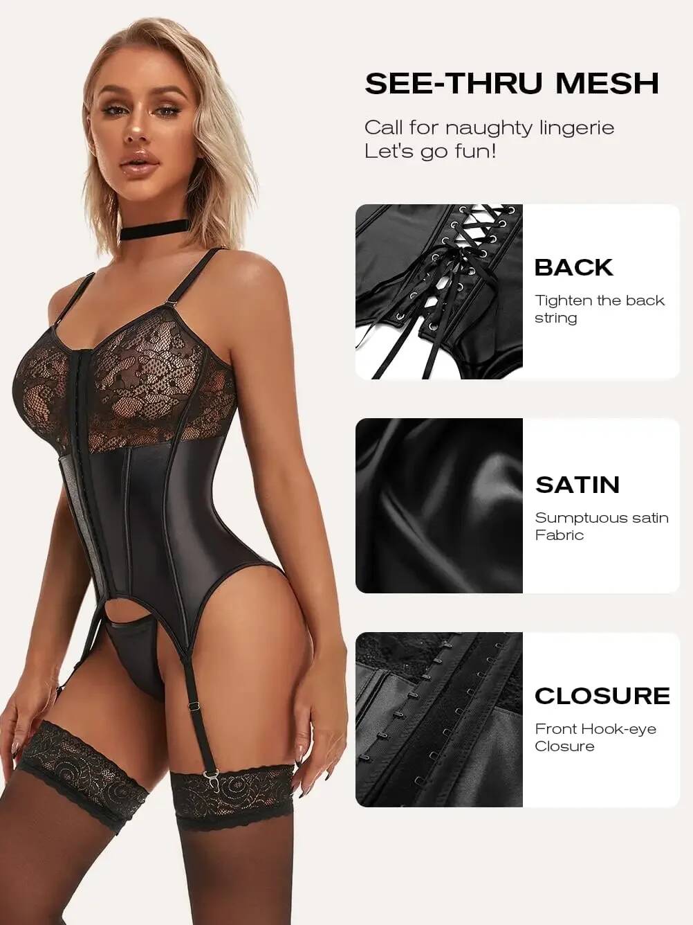 Женский сексуальный комплект к – обзор и цена Lace Teddy Lingerie